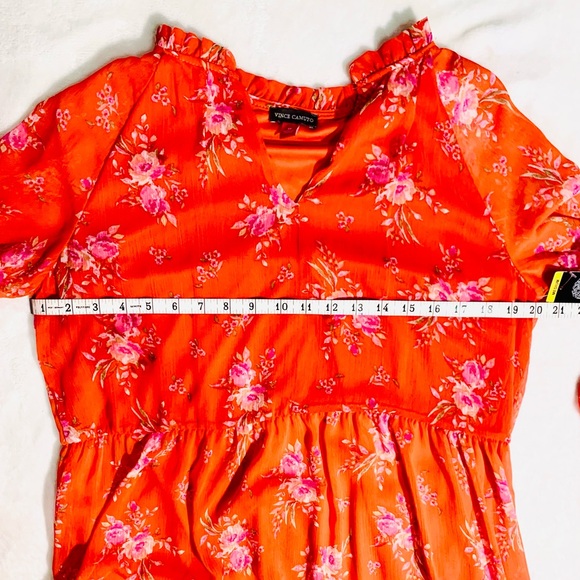 Vince Camuto Floral Boho Orange Dress | Size Medium - Picture 6 of 11